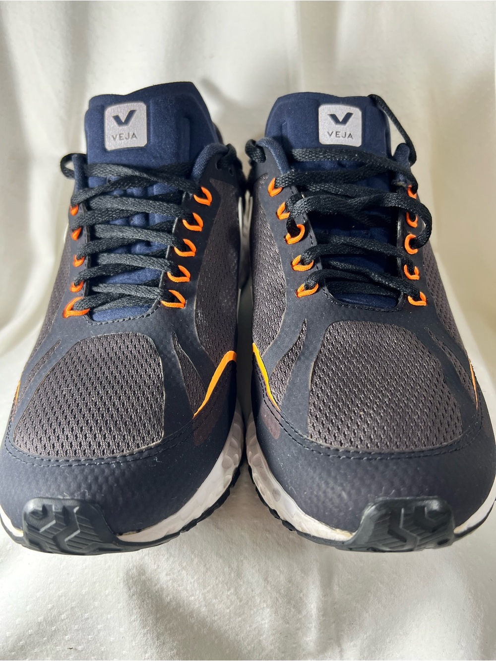 Veja Men’s Navy Athletic Sneakers with Orange Accents